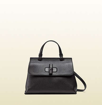 Authentic Gucci Bamboo Daily Top Handle Bag 370831 Black